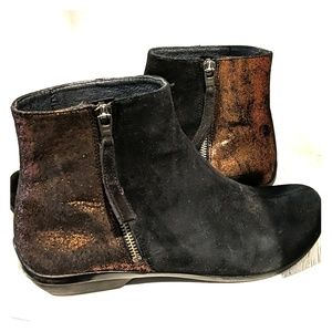 Dansko Bronze and Black Suede Booties, Sz 39